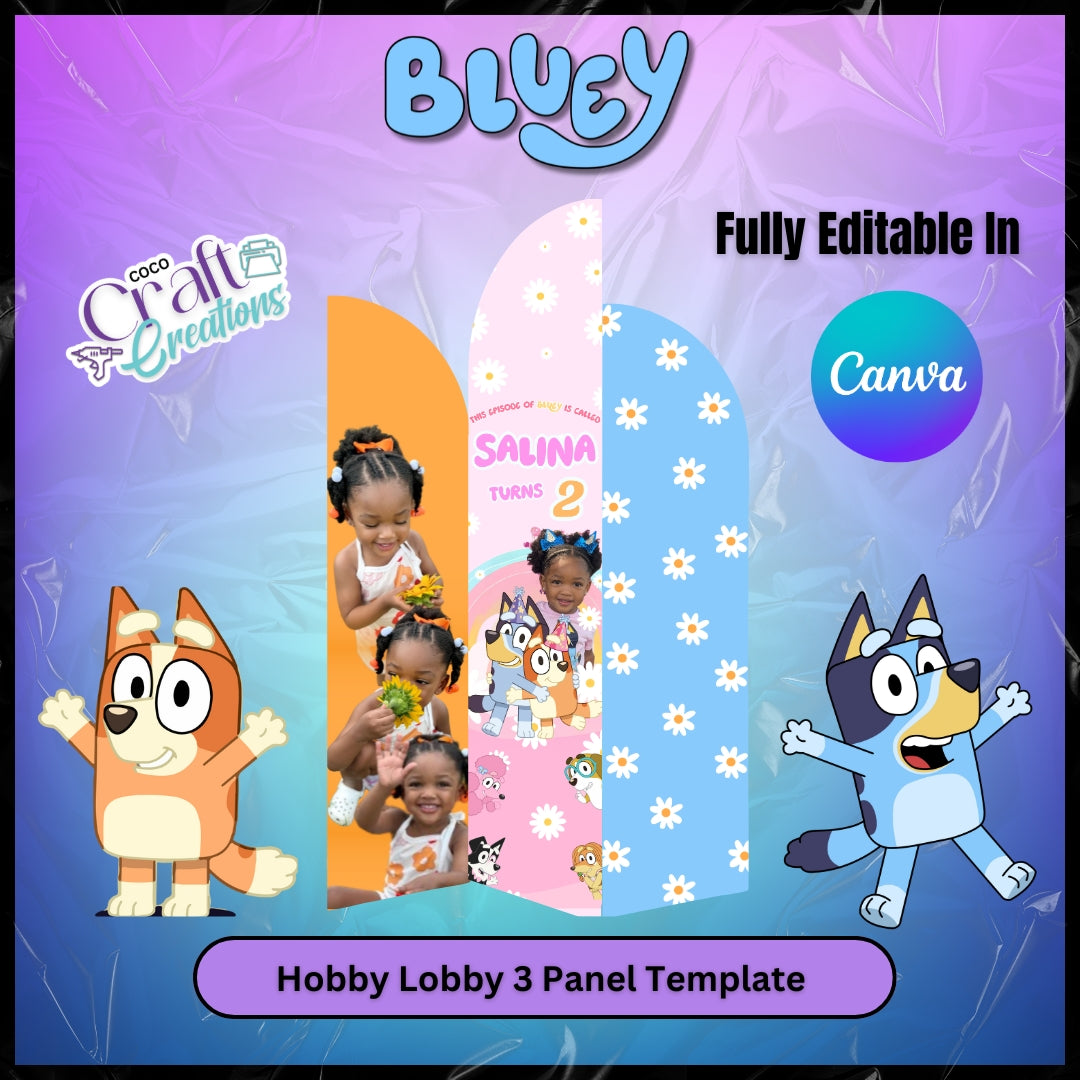 PINK Puppy BLUEY Hobby Lobby Wood Arch Panel Template/Fully editable in Canva