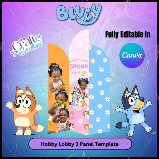 PINK Puppy BLUEY Hobby Lobby Wood Arch Panel Template/Fully editable in Canva