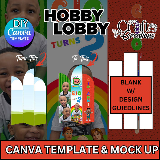 Hobby Lobby Wood Arch Panel Backdrop Template for Canva + Mockup