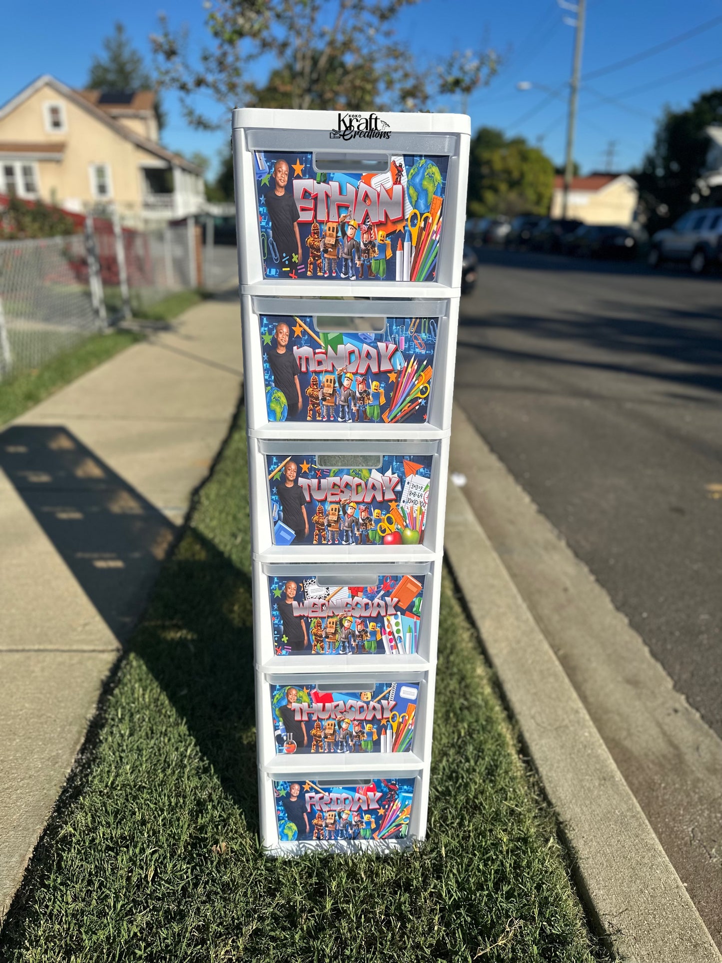 Personalized 6 Draw Plastic Organizer