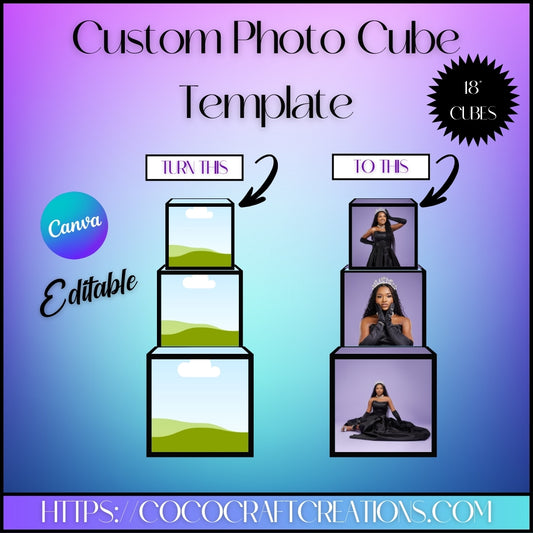 Photo Cube Mockup & Template,Canva Frame,Drag and Drop,Arch Backdrop Mockup,Canva Template to design for printing your work